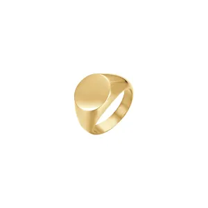 Luca Barra Ladies Signet Ring in IP Gold Steel – Size 12