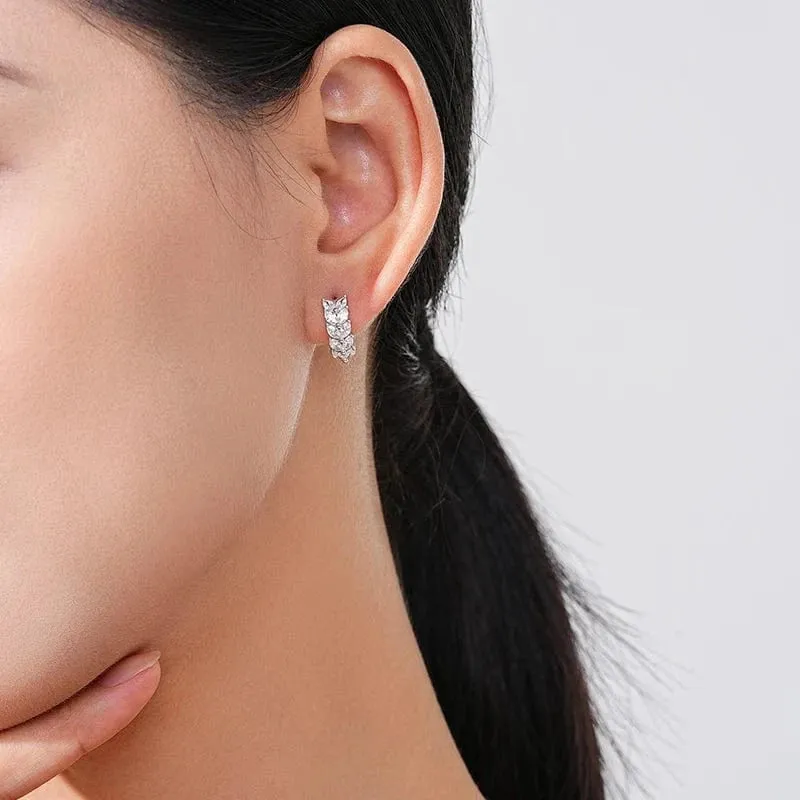 Lucky Leaves Hoop Earrings in Sterling Silver