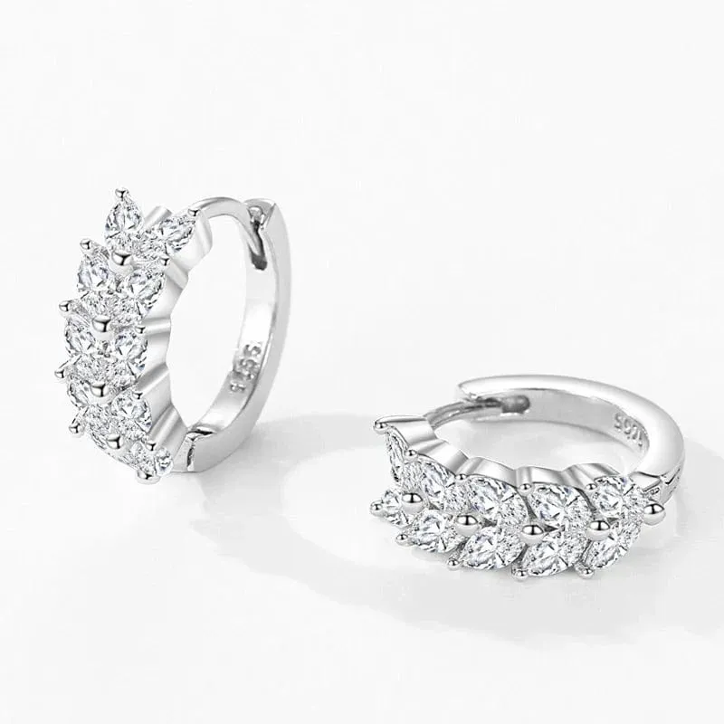 Lucky Leaves Hoop Earrings in Sterling Silver