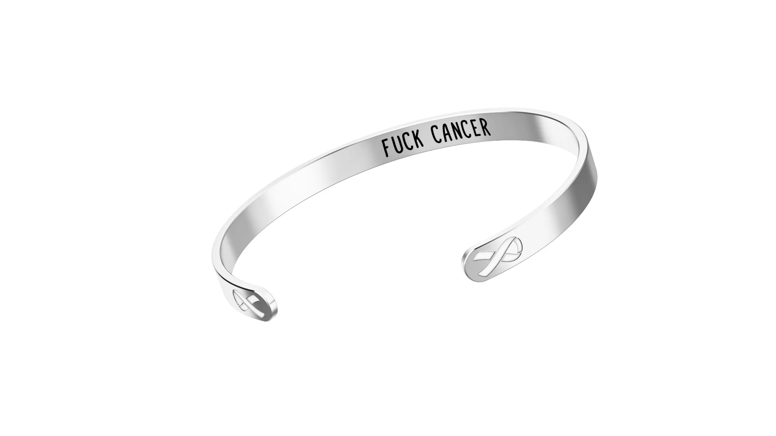 Lung Cancer Awareness Bracelet - White Ribbon, “Funk Cancer”