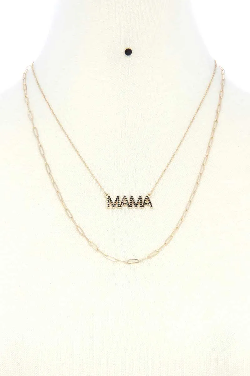Mama Quote Oval Link Layer Necklace