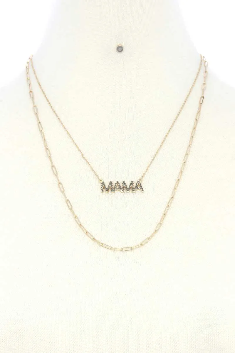 Mama Quote Oval Link Layer Necklace