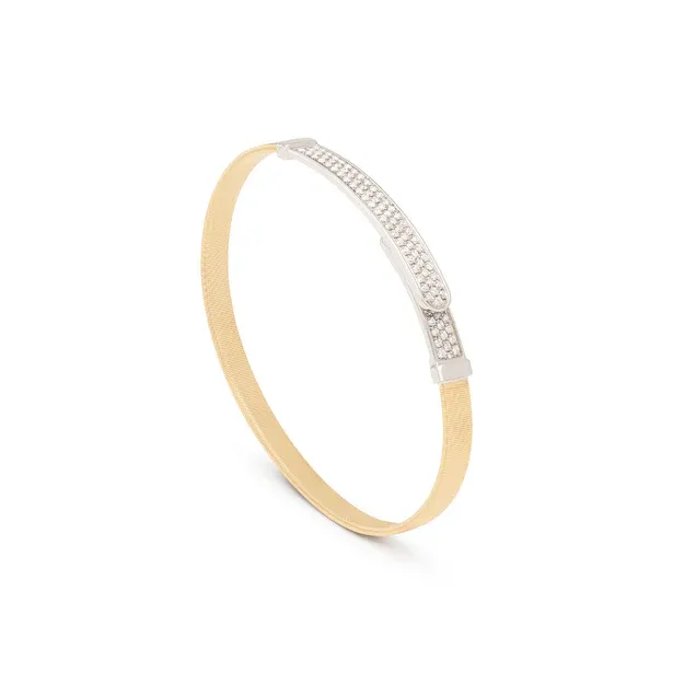 Marco Bicego Masai 18k Yellow and White Gold Coil and Diamond Pavé Bangle Bracelet