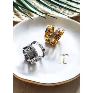 Mariana Roman Numerals CZ Ring Stack
