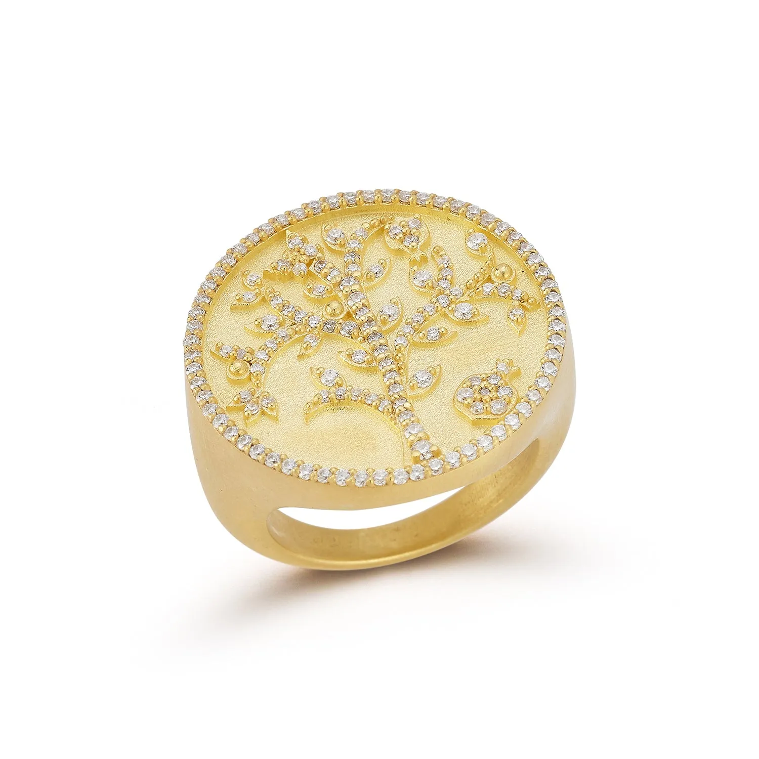 Medium Tree of Life Diamond Signet Ring