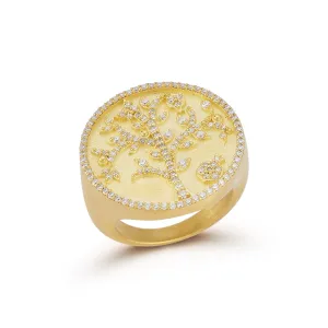 Medium Tree of Life Diamond Signet Ring