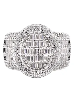 Mens Silver Baguette Ring | Appx 12.7 Grams
