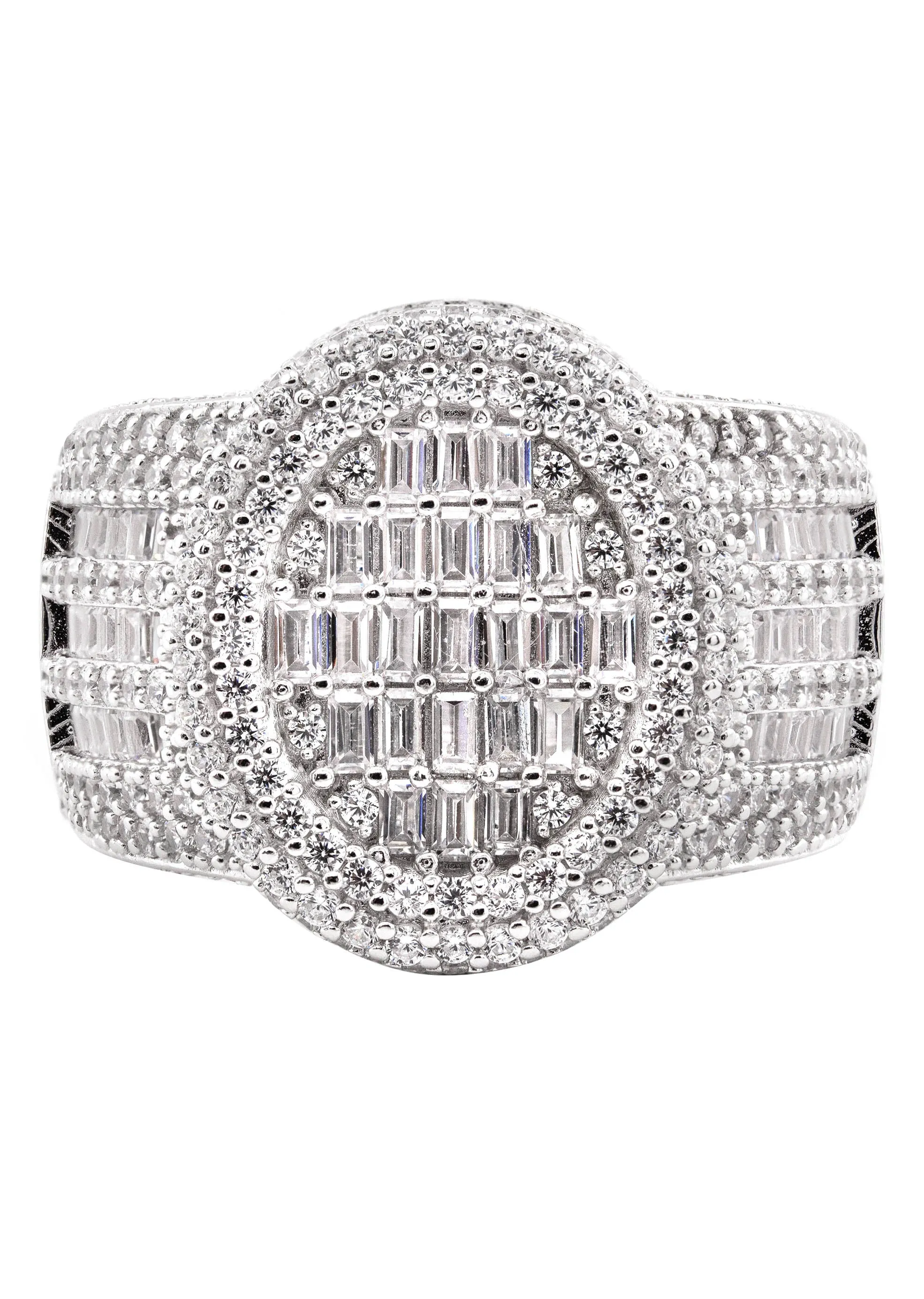 Mens Silver Baguette Ring | Appx 12.7 Grams
