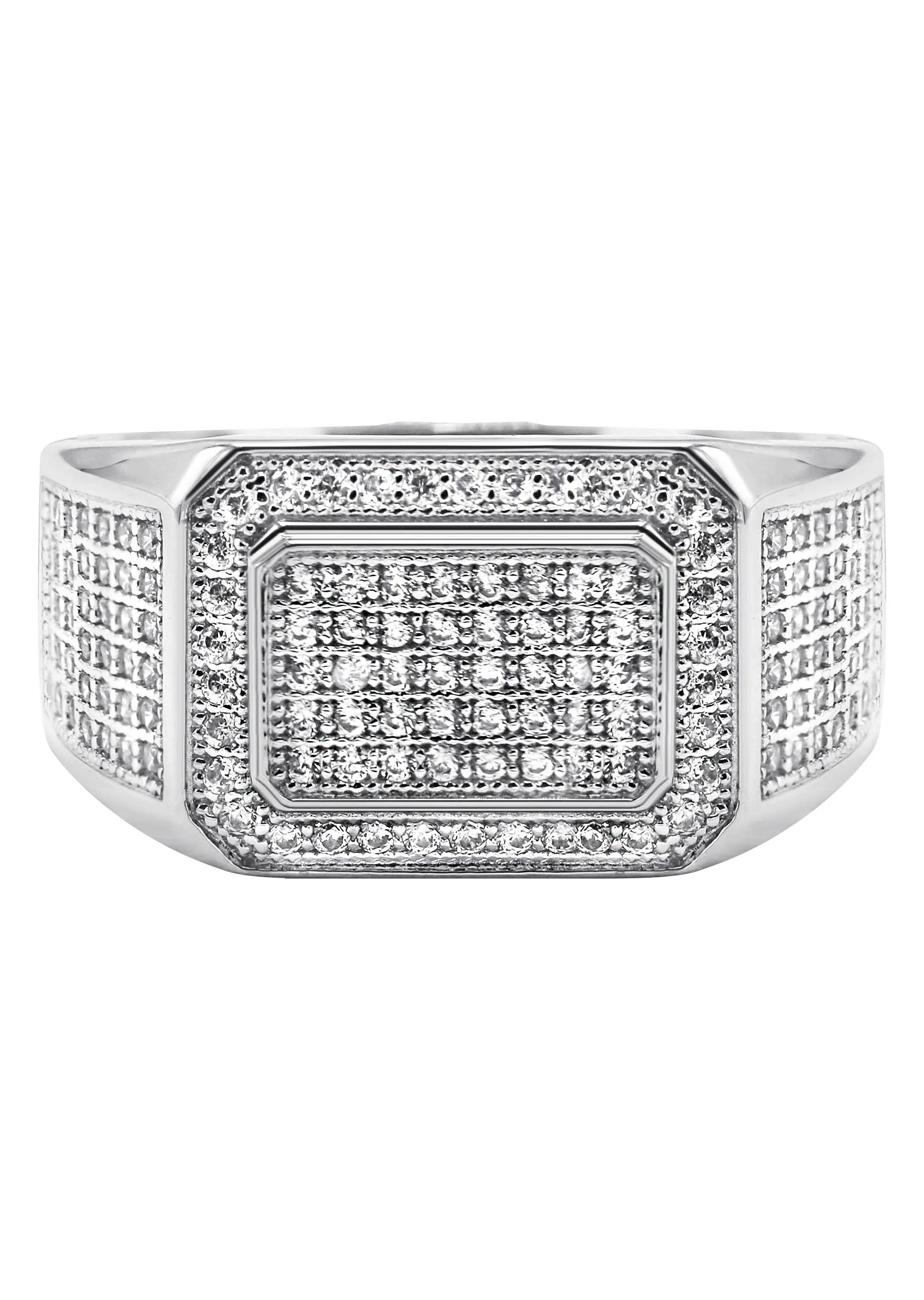Mens Silver CZ Signet Ring | Appx 6.4 Grams
