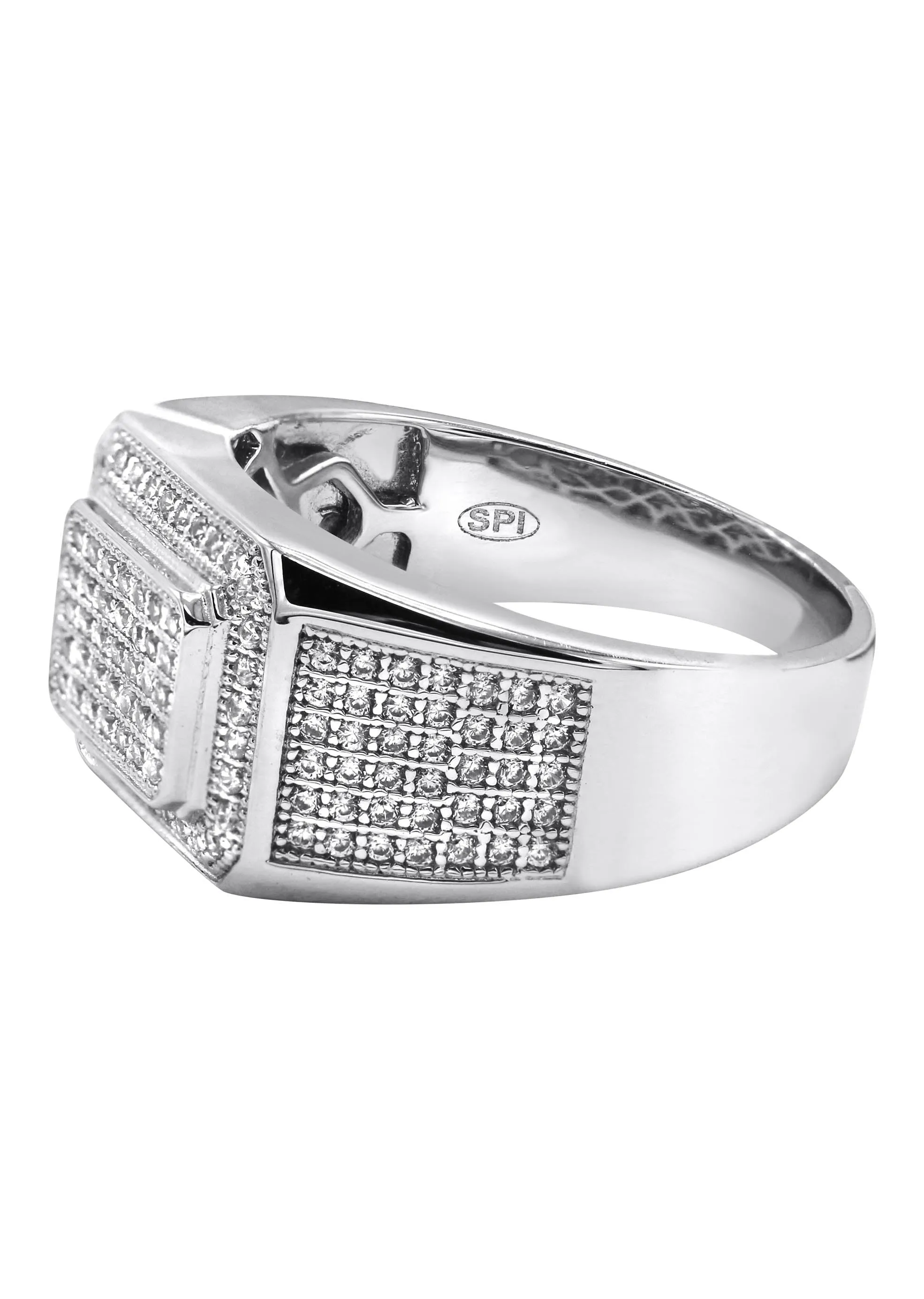 Mens Silver CZ Signet Ring | Appx 6.4 Grams