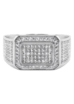 Mens Silver CZ Signet Ring | Appx 6.4 Grams