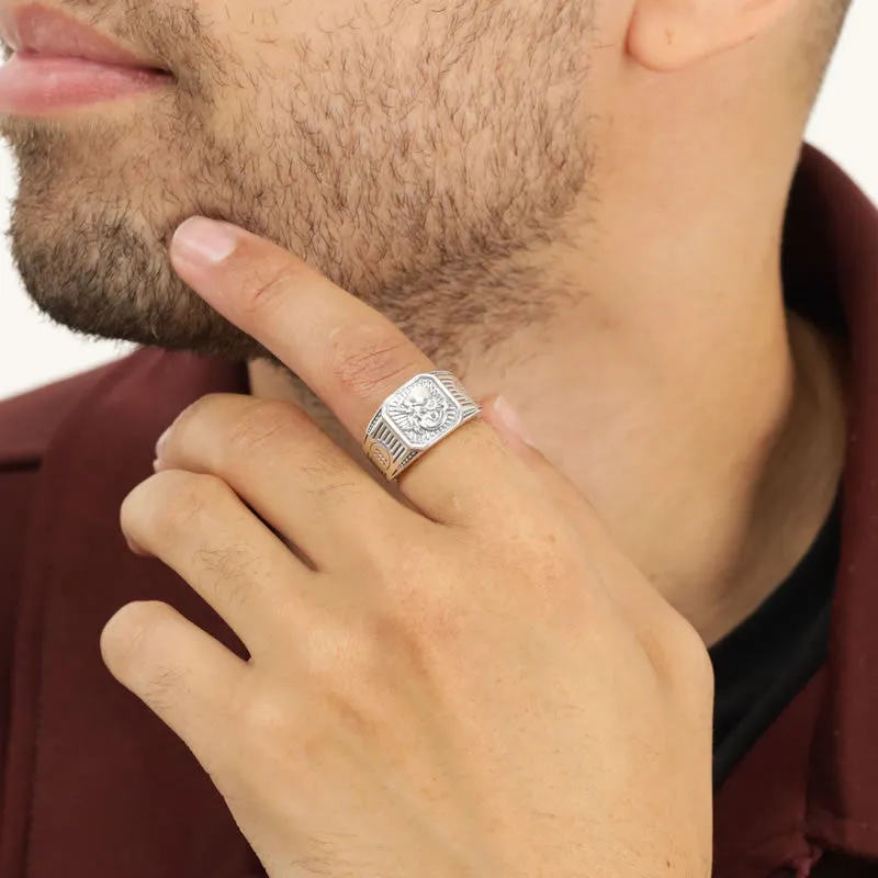 Men's Sterling Silver Aquarius Zodiac Signet Ring