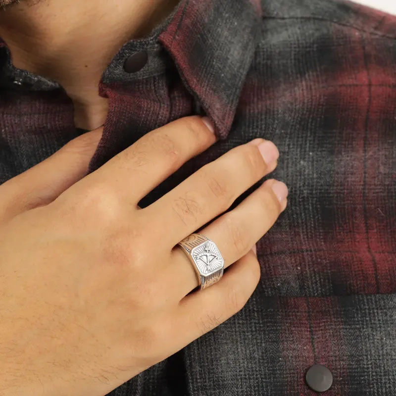 Men's Sterling Silver Sagittarius Zodiac Signet Ring