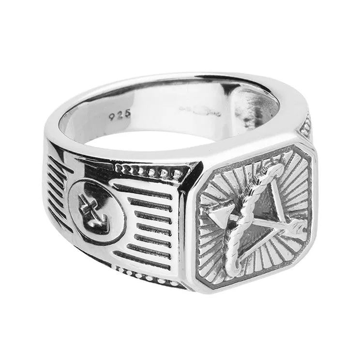 Men's Sterling Silver Sagittarius Zodiac Signet Ring