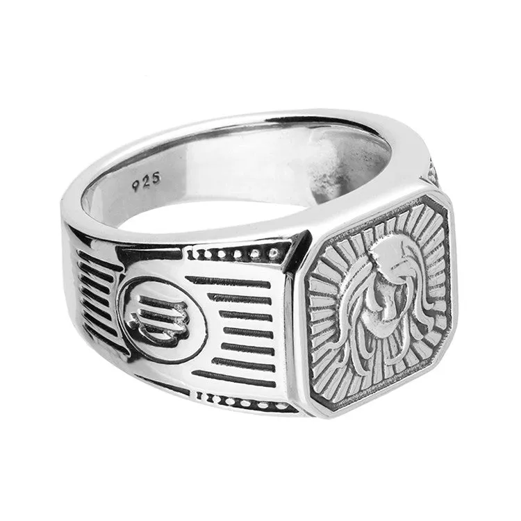 Men's Sterling Silver Virgo Zodiac Signet Ring