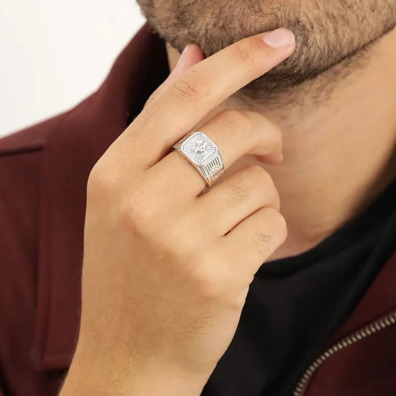 Men's Sterling Silver Virgo Zodiac Signet Ring