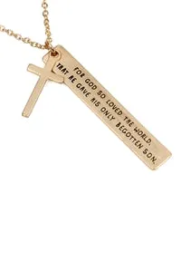 Message "For God" Charm Pendant Necklace Matte Gold - Pack of 6