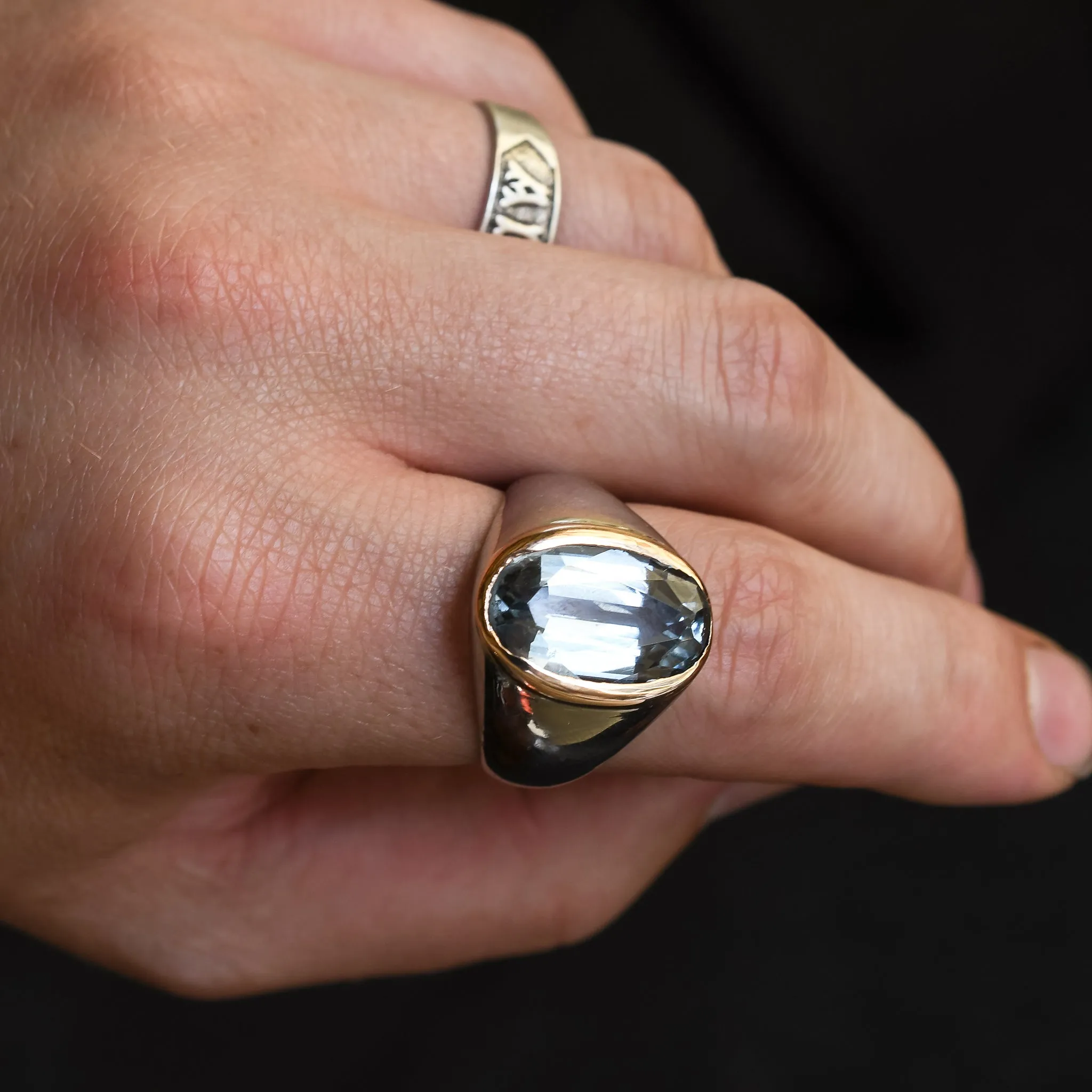 Mid-Century Aquamarine Signet Ring