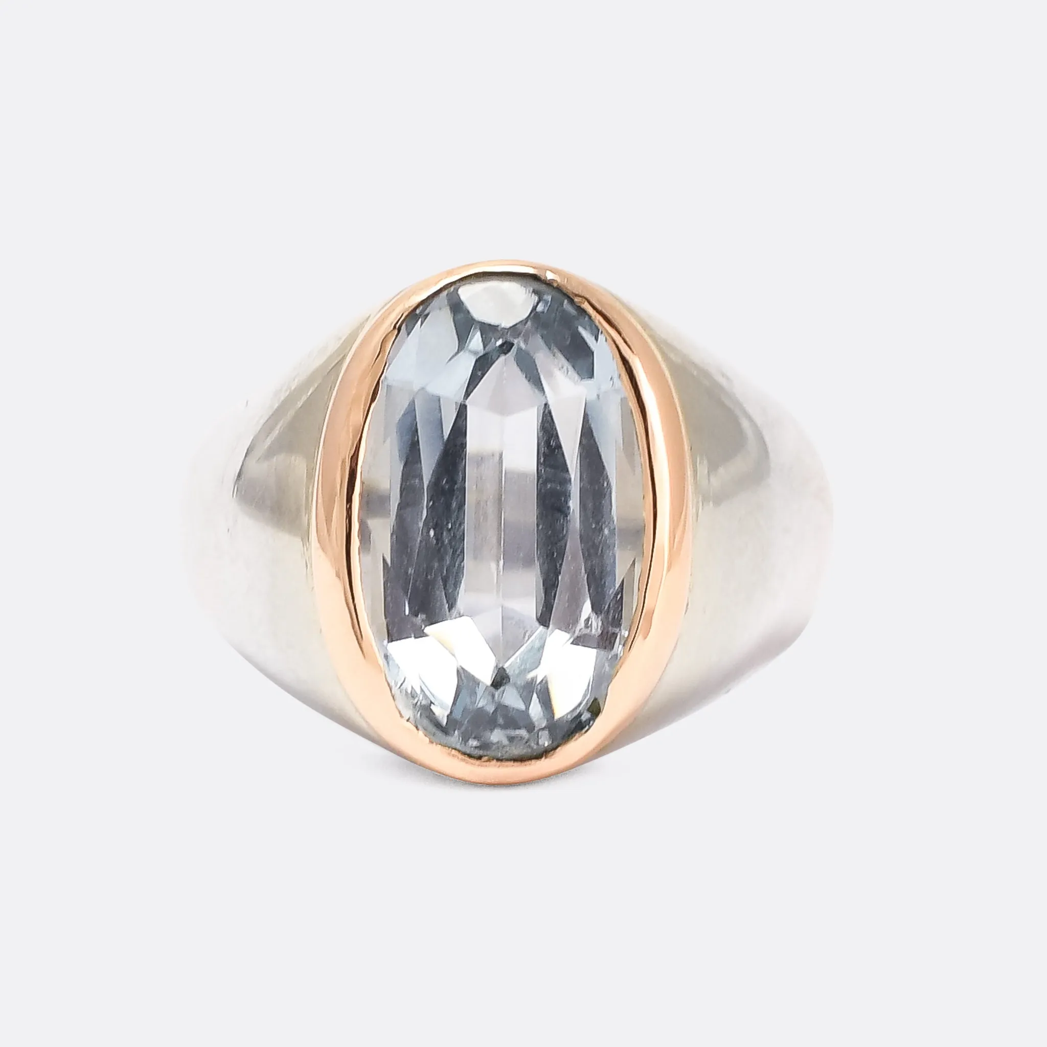 Mid-Century Aquamarine Signet Ring