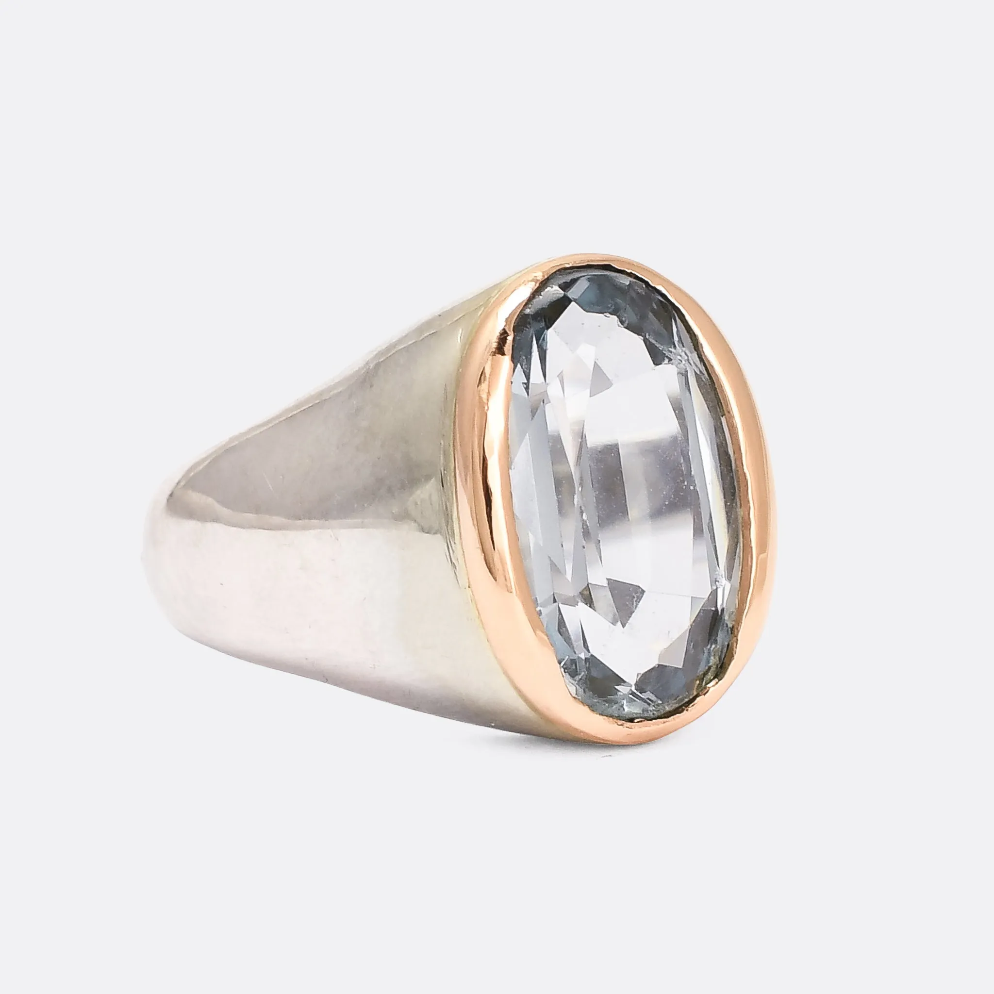 Mid-Century Aquamarine Signet Ring