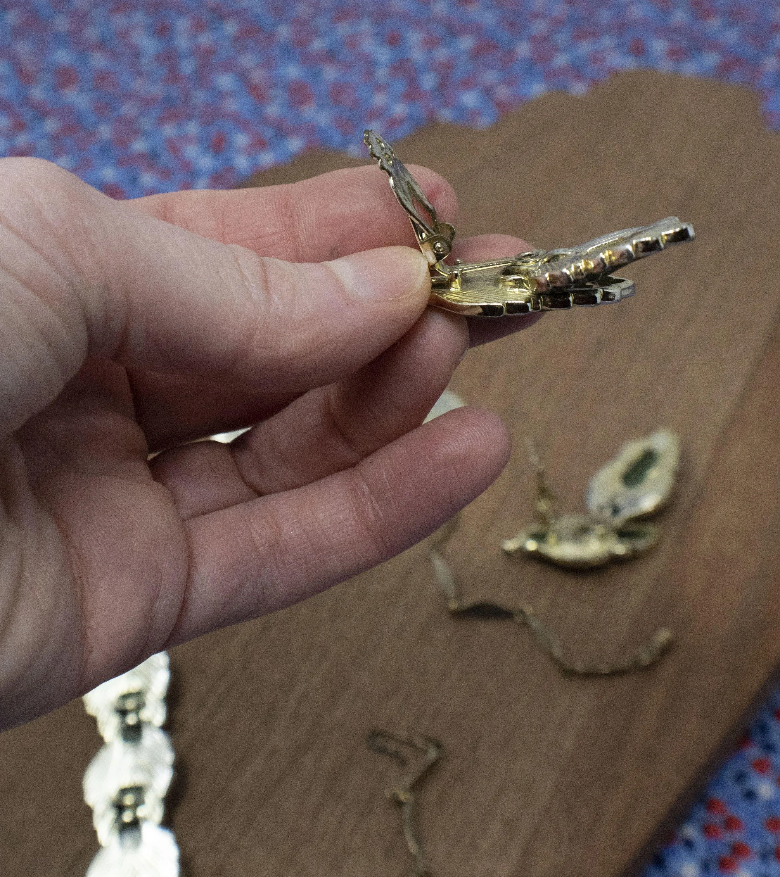 Mid Century Leaf Necklace and Earrings