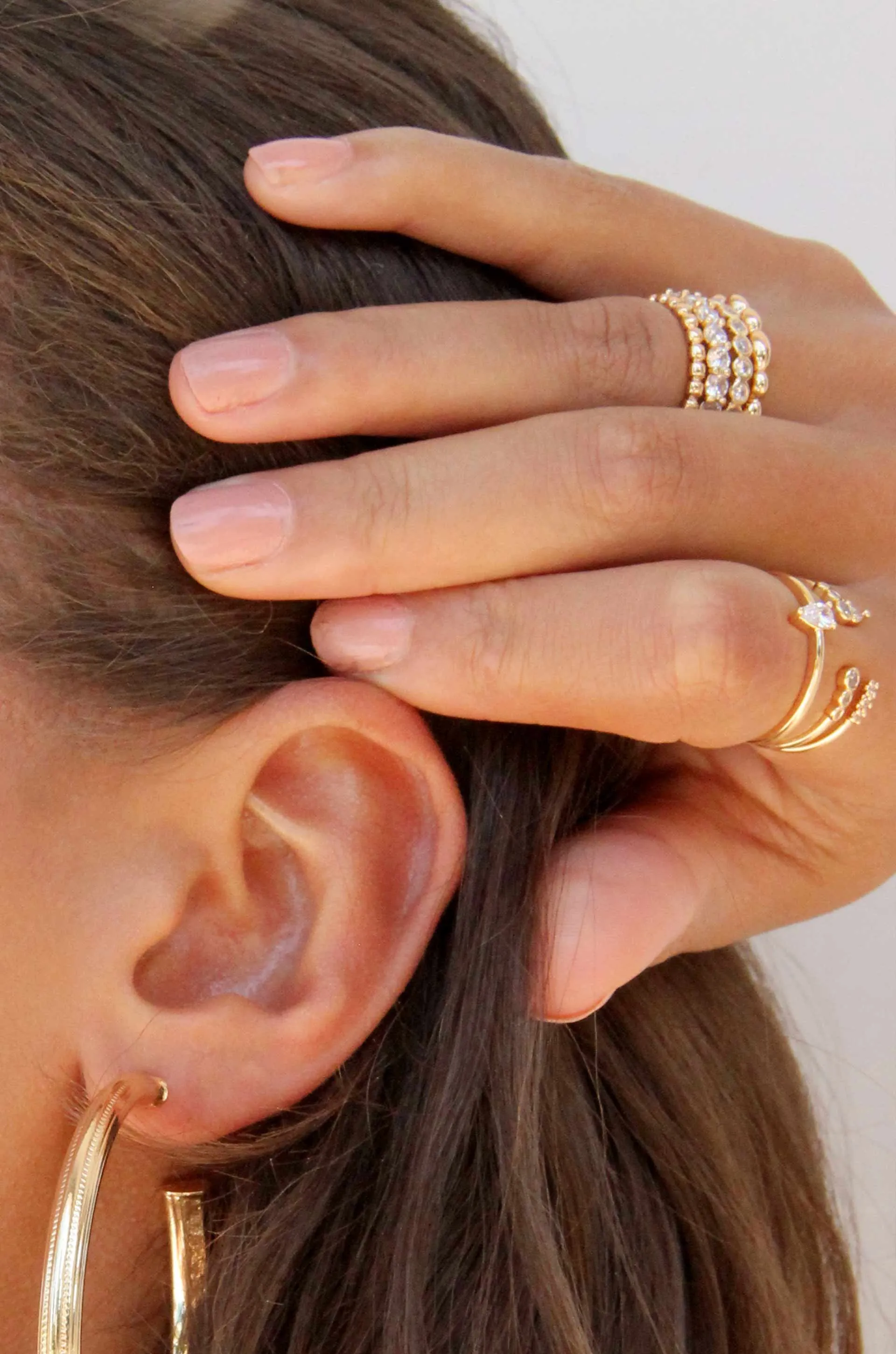 Mini Crystal Essentials 18k Gold Plated Ring Stack