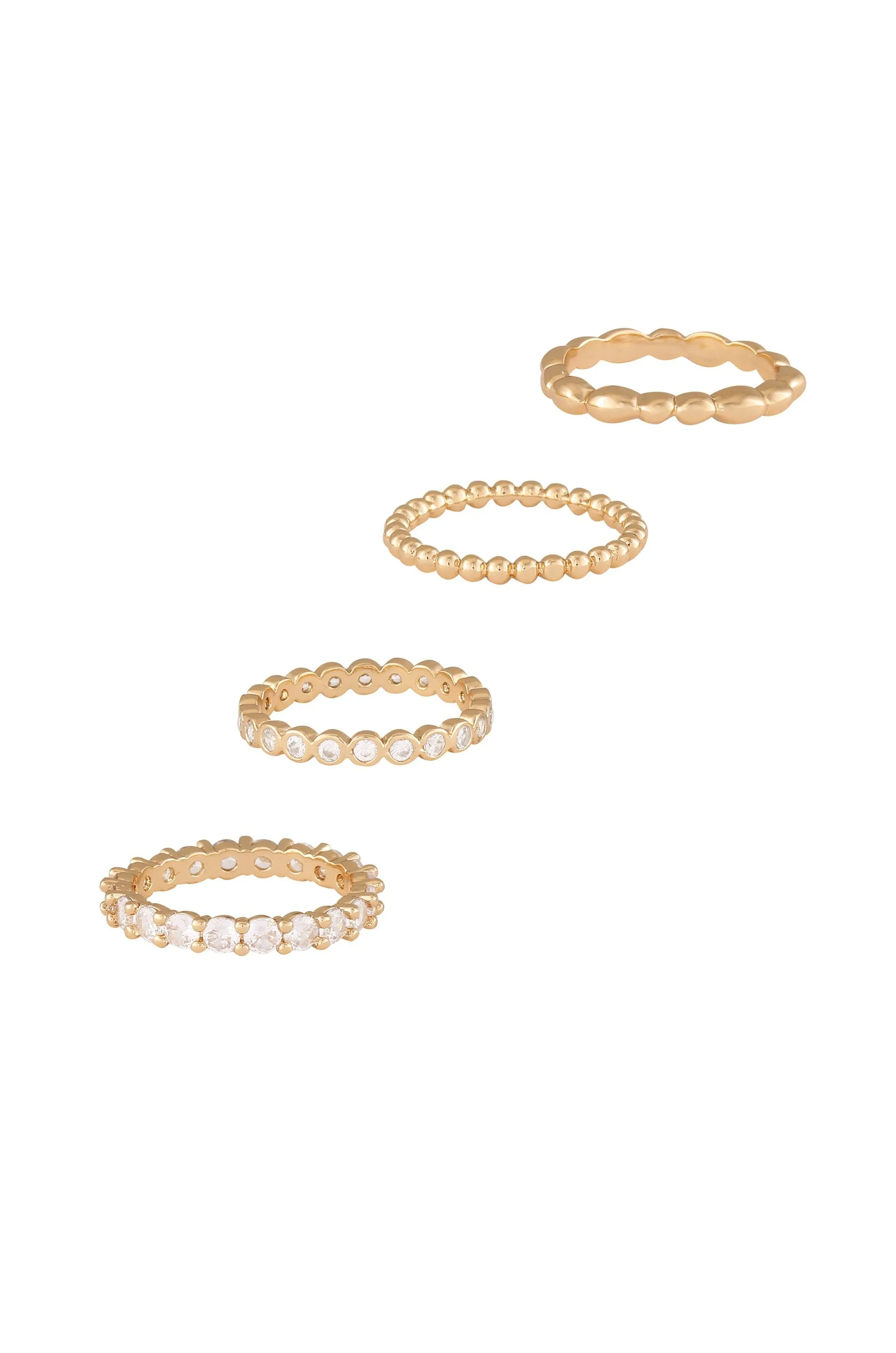 Mini Crystal Essentials 18k Gold Plated Ring Stack