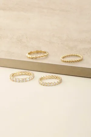 Mini Crystal Essentials 18k Gold Plated Ring Stack