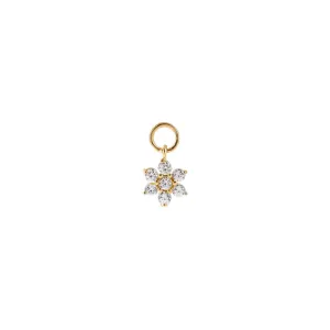 Mini CZ Flower Charm 14K