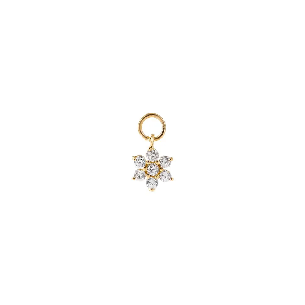 Mini CZ Flower Charm 14K