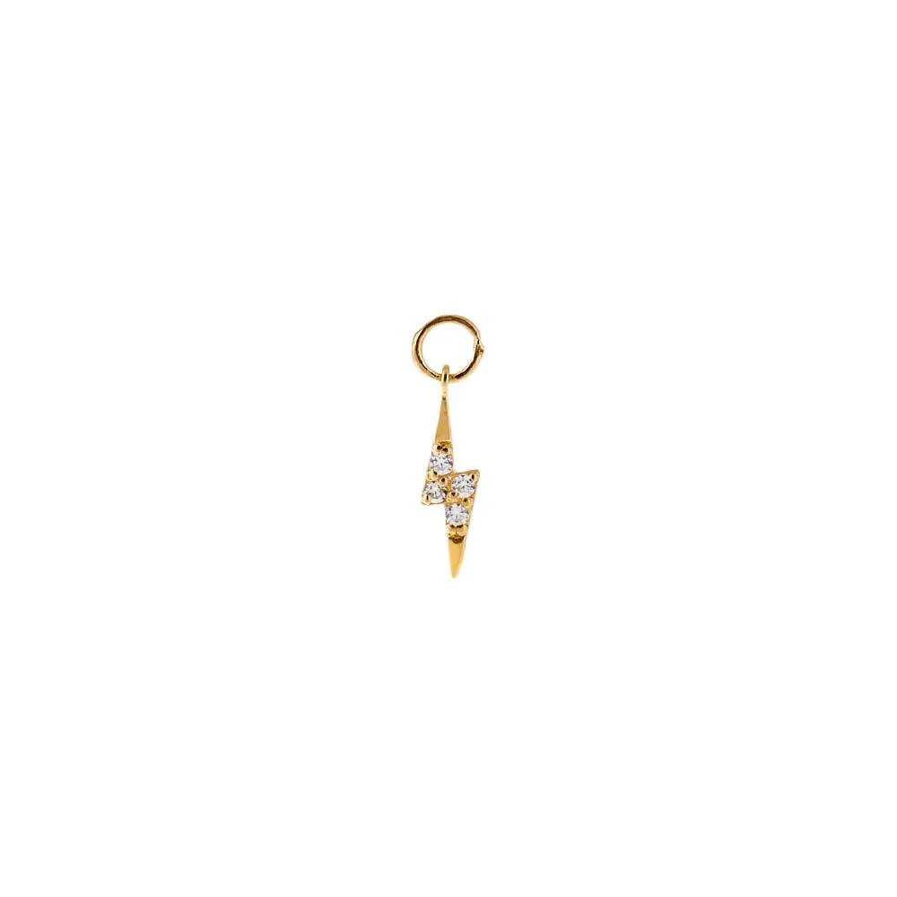 Mini CZ Pave Lightning Bolt Charm 14K