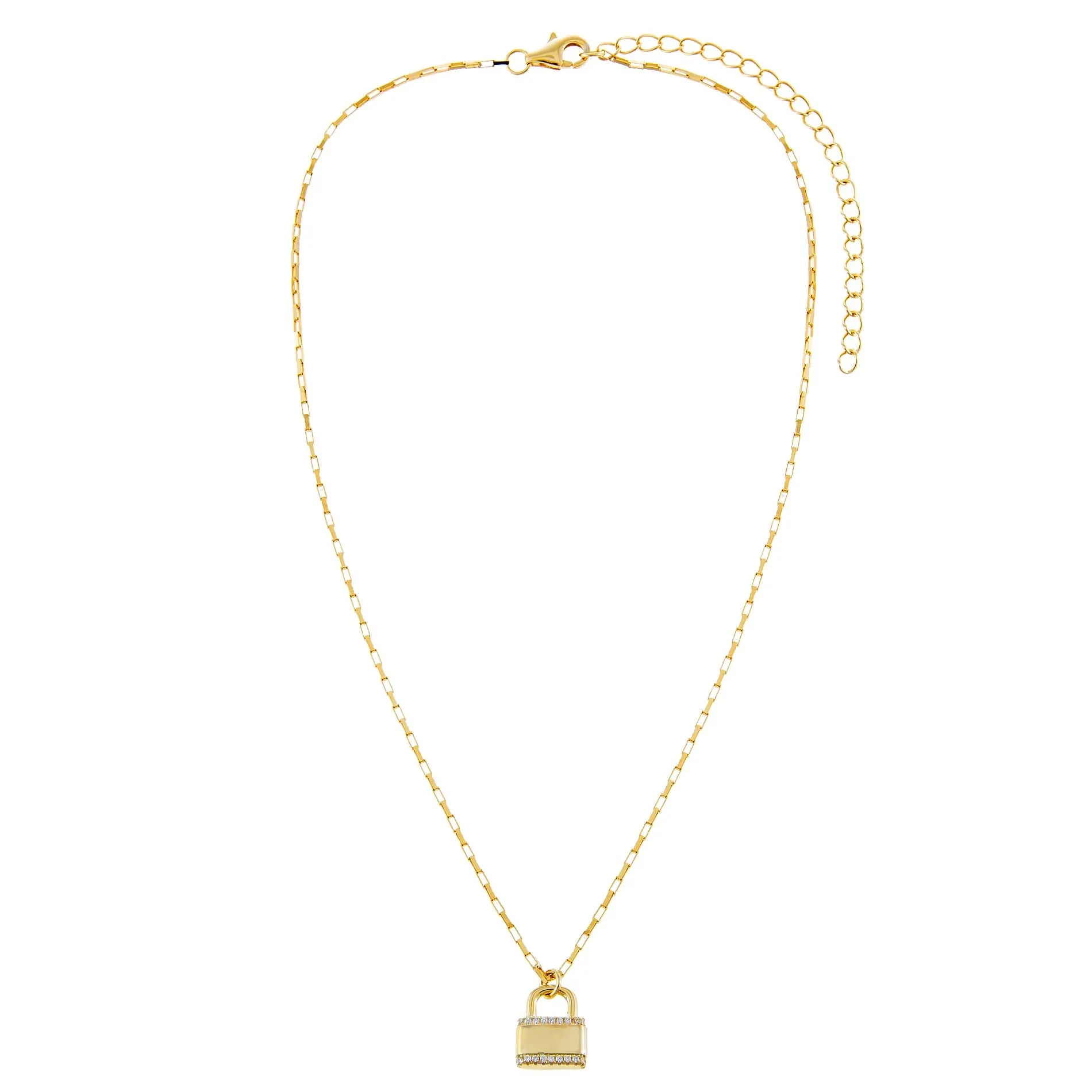 Mini CZ X Solid Lock Link Necklace