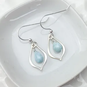 Mini Larimar Petal Earrings