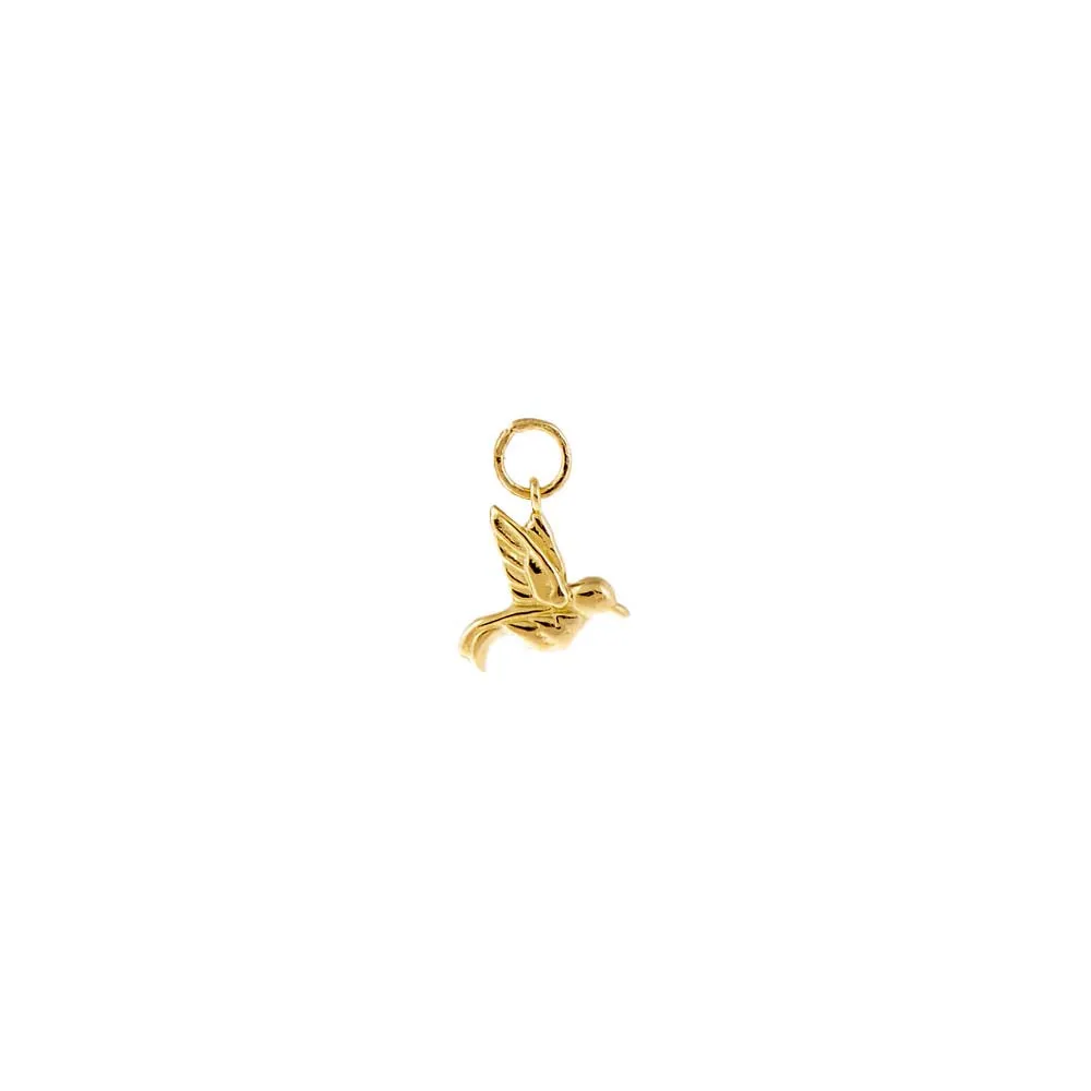 Mini Solid Hummingbird Charm 14K