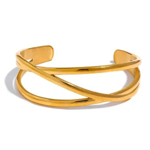 Minimalist Wide Metal Hollow Wrist Bracelet Bangle Personalized Jewelry