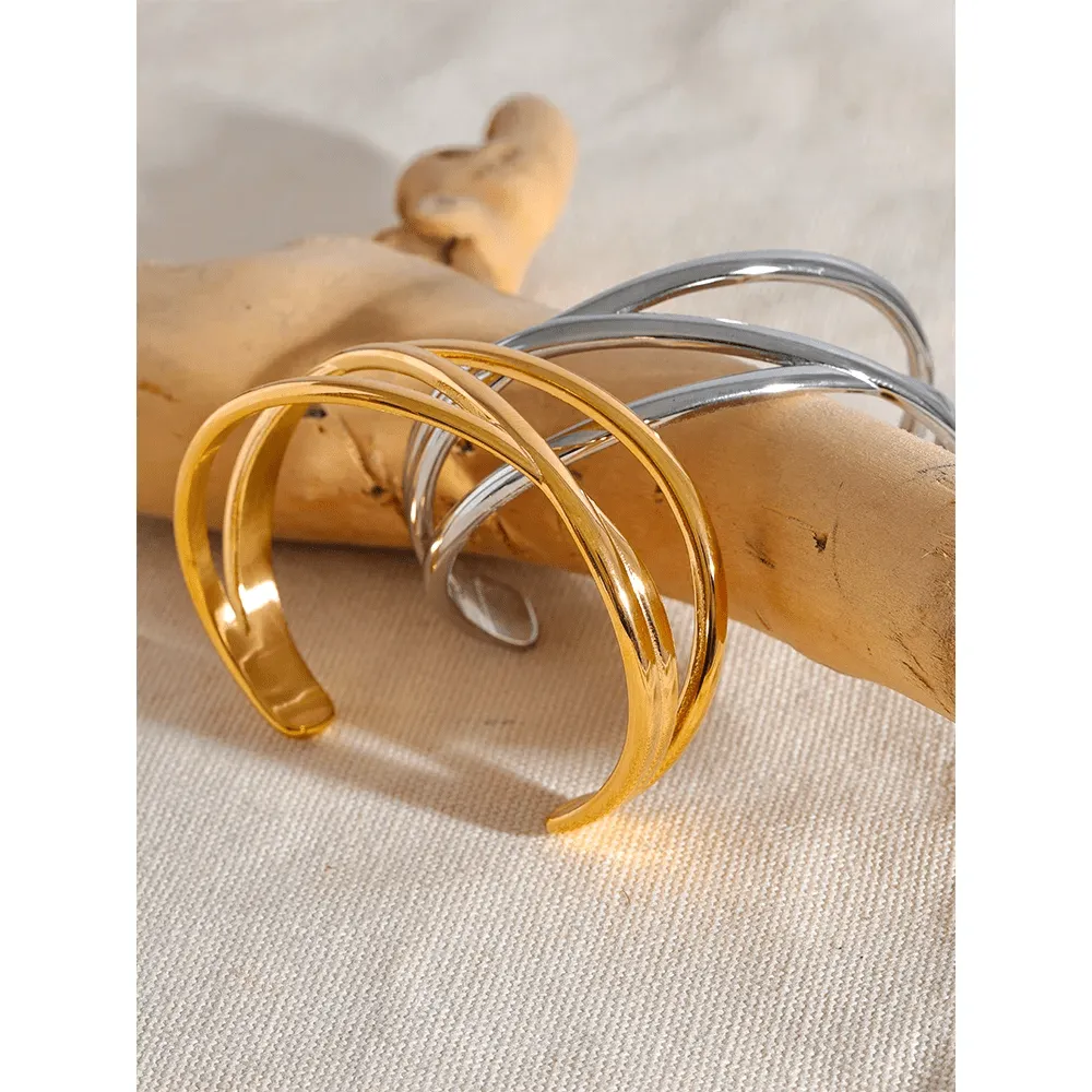 Minimalist Wide Metal Hollow Wrist Bracelet Bangle Personalized Jewelry