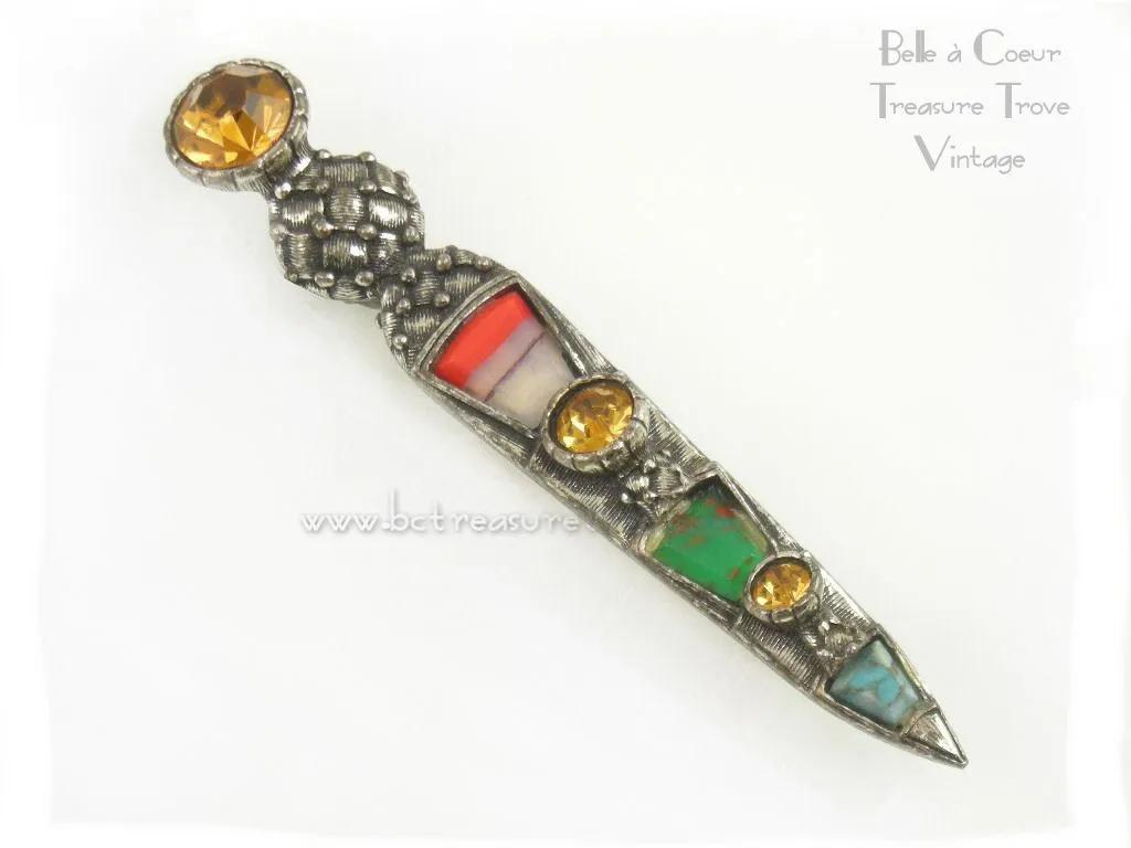 Miracle Scottish Dirk or Dagger Vintage Brooch Pin