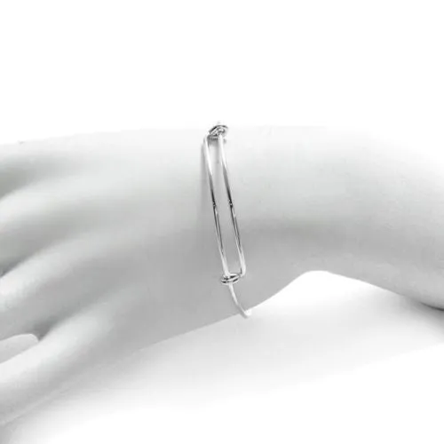 Modern Sterling Silver 6" Adjustable Bangle Child Charm Bracelet