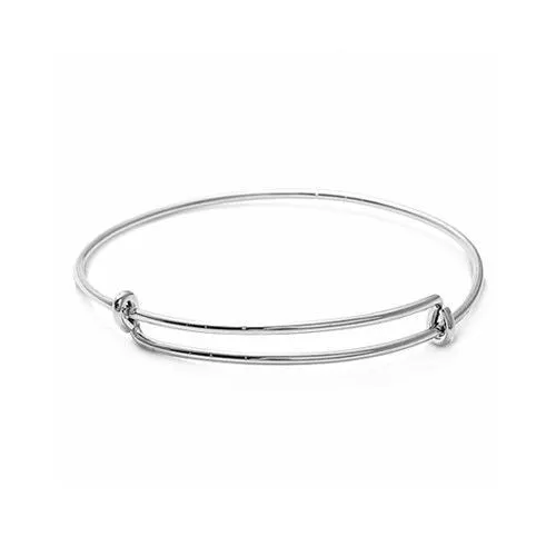 Modern Sterling Silver 6" Adjustable Bangle Child Charm Bracelet