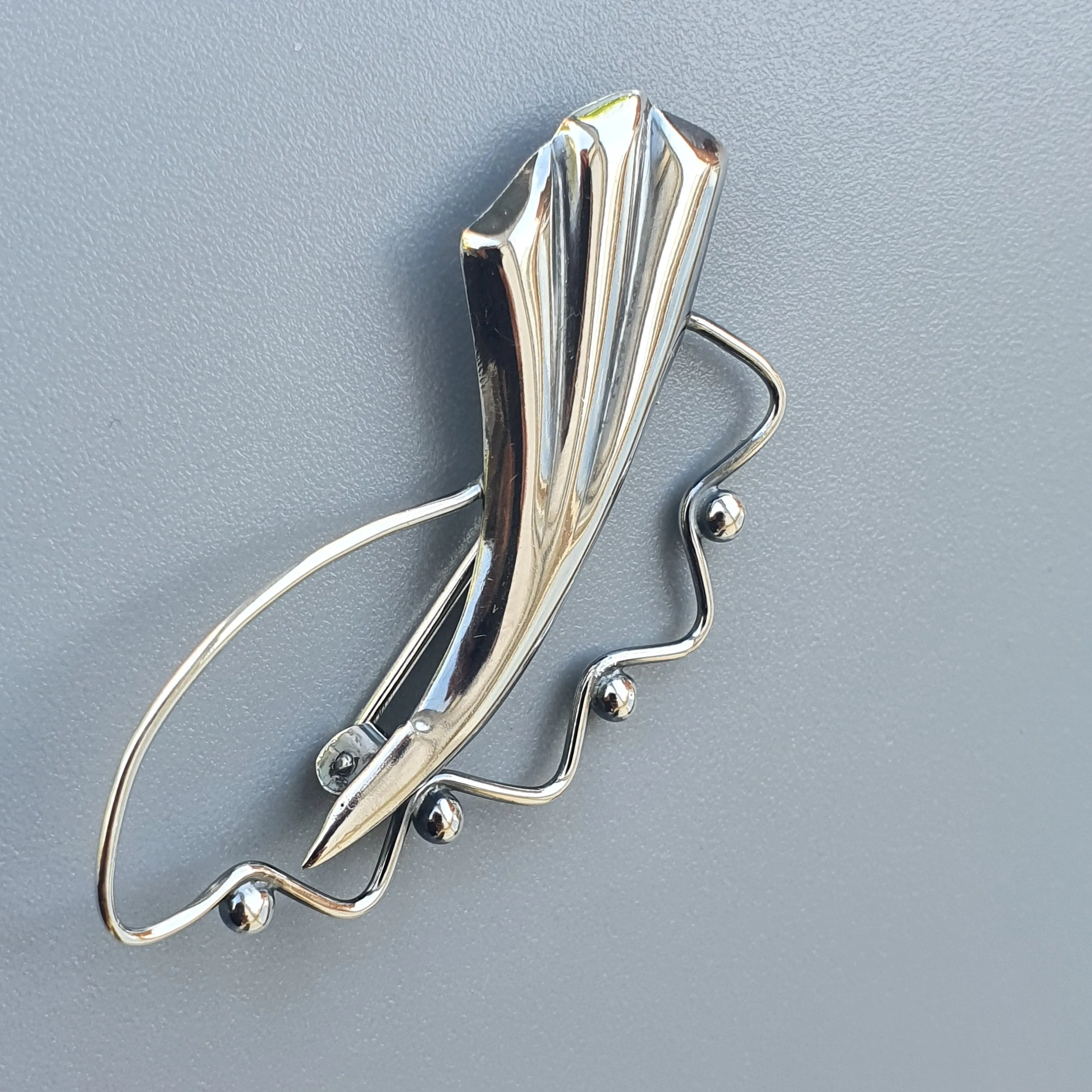 Modernist Abstract Floral Silver Brooch 1960s Finnish Kultaseppa Salovaara