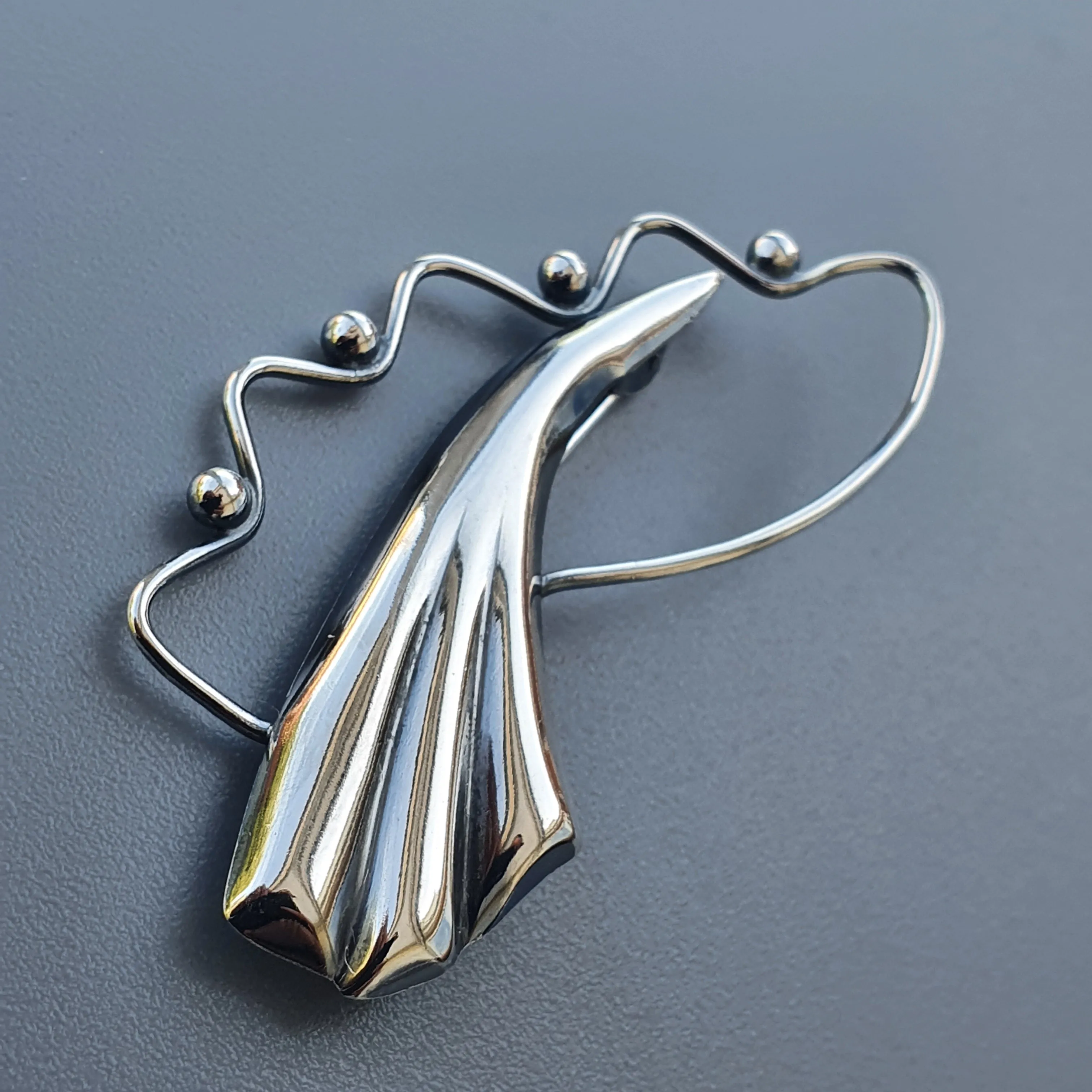Modernist Abstract Floral Silver Brooch 1960s Finnish Kultaseppa Salovaara