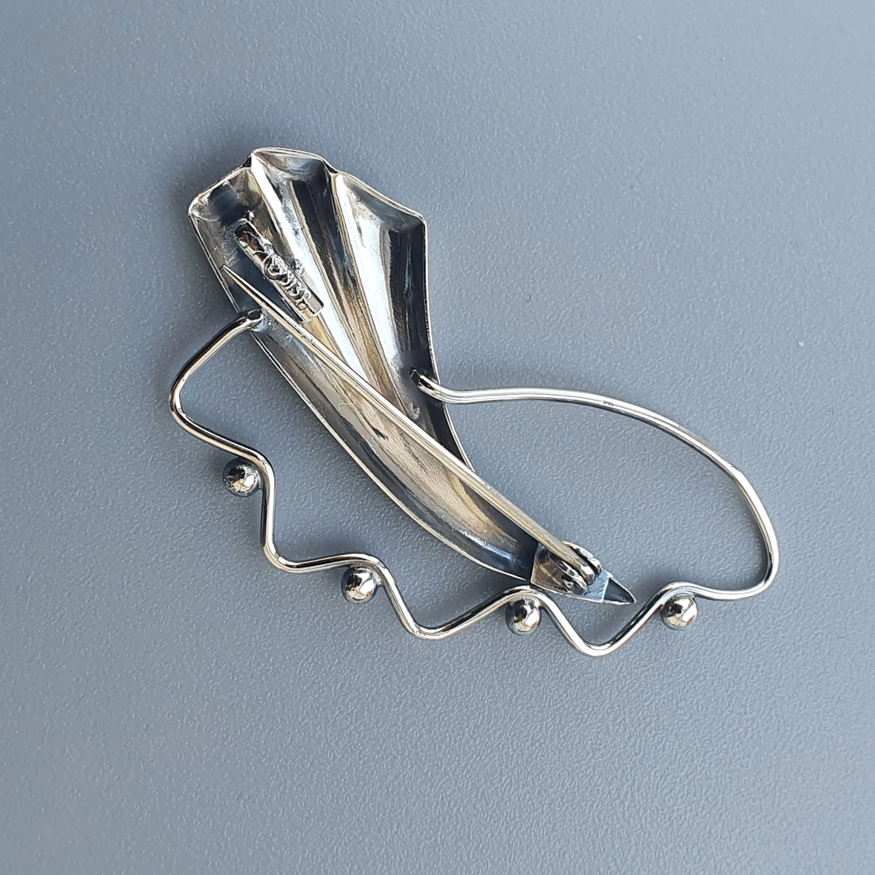 Modernist Abstract Floral Silver Brooch 1960s Finnish Kultaseppa Salovaara