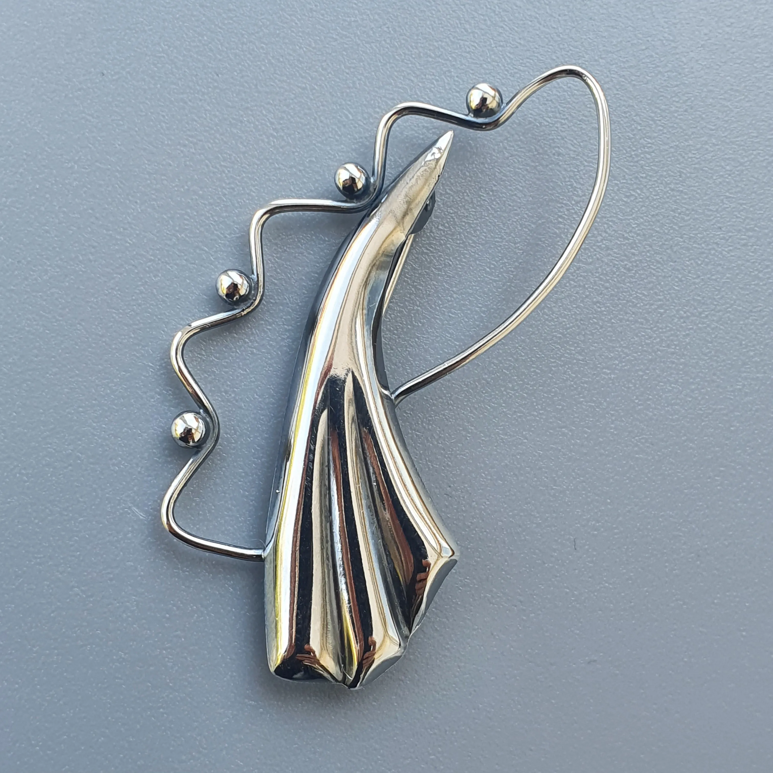Modernist Abstract Floral Silver Brooch 1960s Finnish Kultaseppa Salovaara