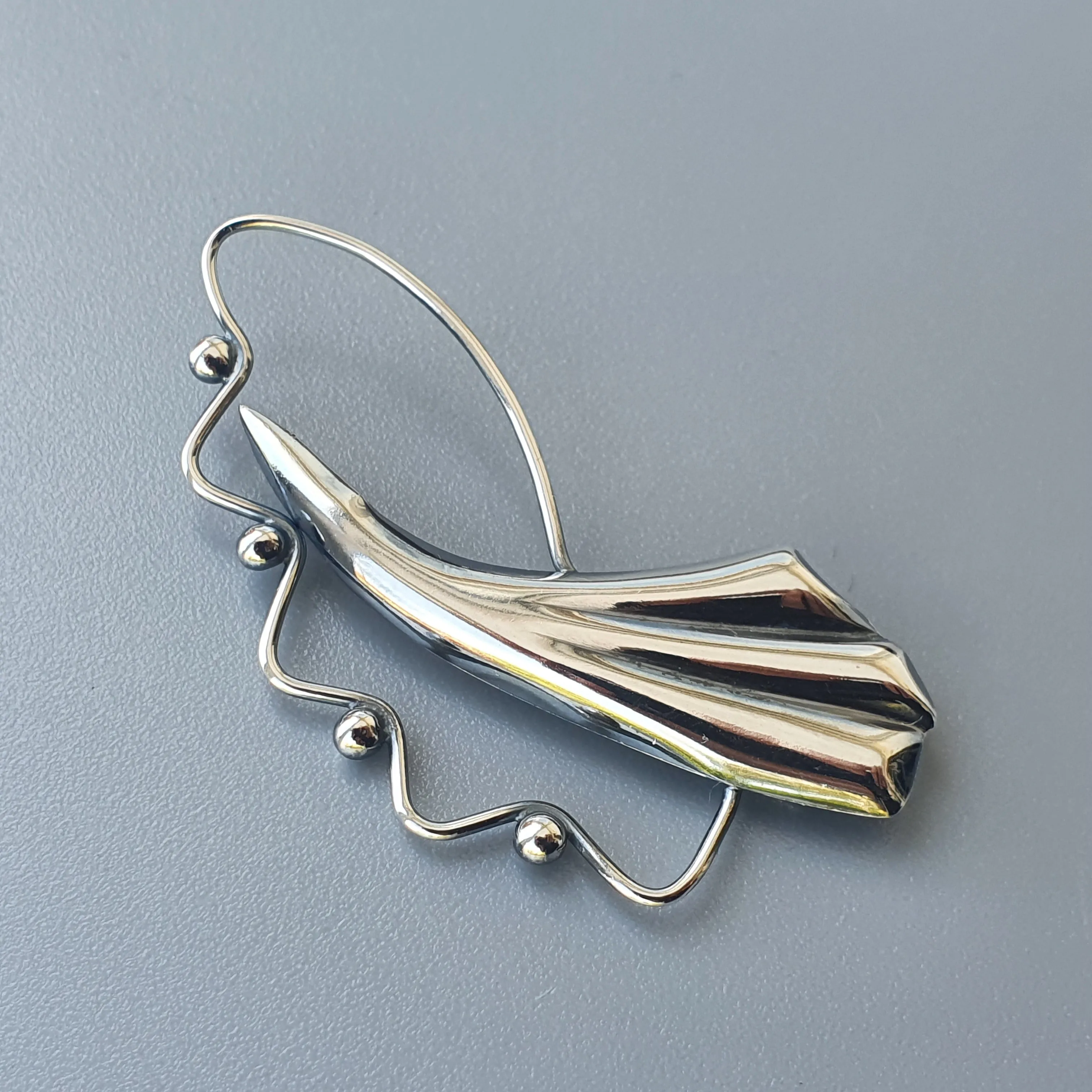 Modernist Abstract Floral Silver Brooch 1960s Finnish Kultaseppa Salovaara