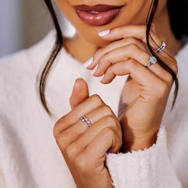 Moissanite Engagement Ring Yellow Thin Gold Stacking Ring Promise Matching Band Infinity Women Wedding Band anniversary Gift