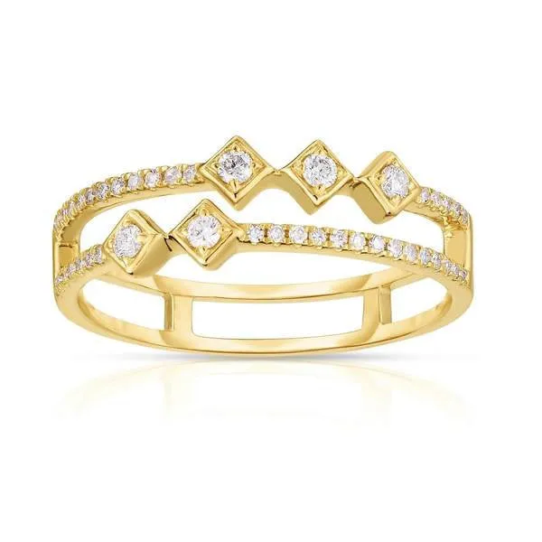 Moissanite Engagement Ring Yellow Thin Gold Stacking Ring Promise Matching Band Infinity Women Wedding Band anniversary Gift