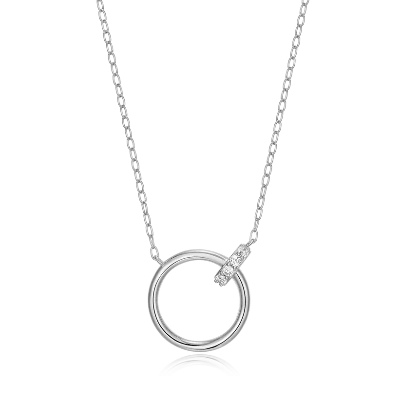 Monte Luna Silver open Link Pendant Necklace with LG Diamonds