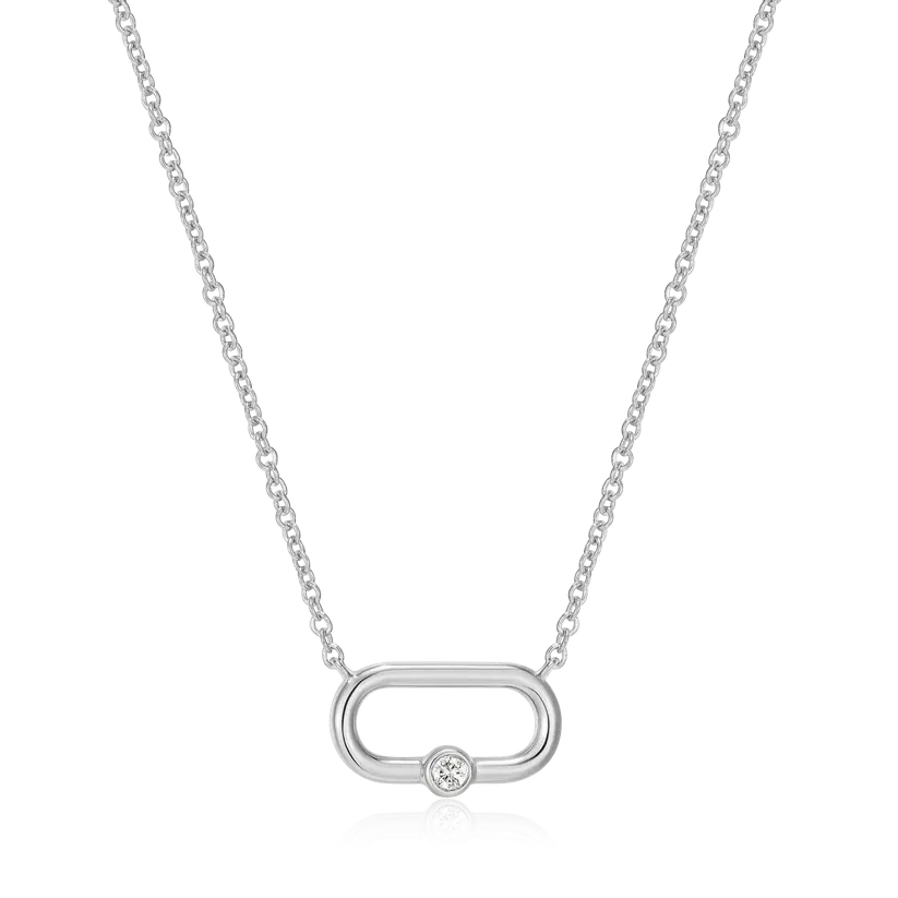 Monte Luna Silver Paperclip Link Pendant Necklace