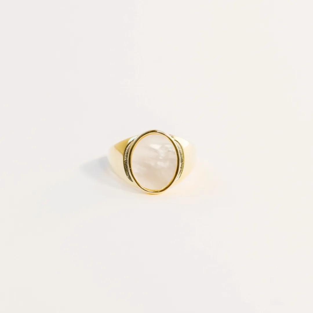 Mother of Pearl Signet Ring, Size 8