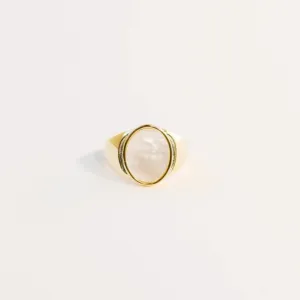 Mother of Pearl Signet Ring, Size 8